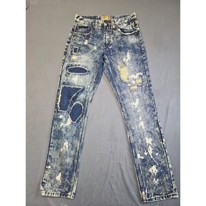 Grindhouse Denim Mens Jeans "Size 30x31.5" Distressed Straight Leg Paint Splatte